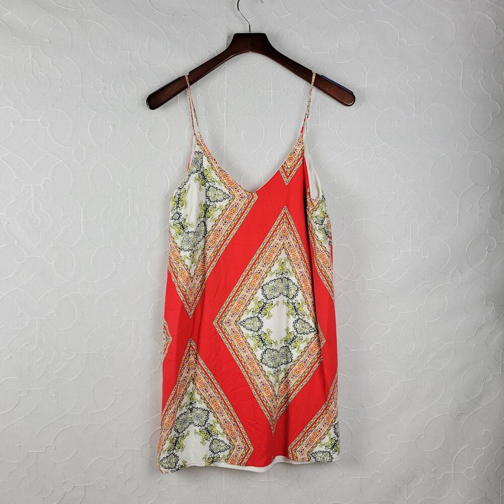 Renee C. Womens Shift Dress Size L Red Bandana Print Spaghetti Strap Scoop Neck